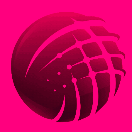 Animated magenta global network symbol